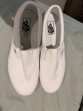 Vans White Slip-On Canvas Shoes